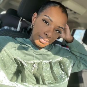 Olive Green PINK Victoria’s Secret Crop Hoodie